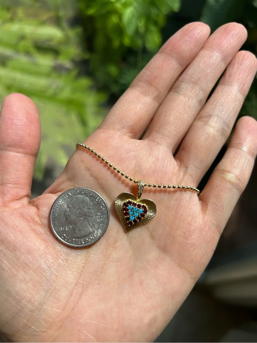 Melinda Maria Gold and Turquoise Heart Pendant Necklace